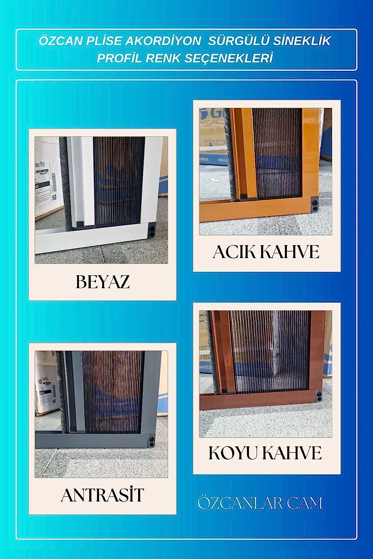 plise kedi sineklik alüminyum profil renkleri