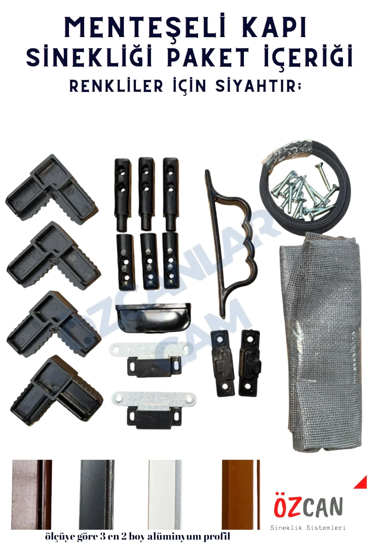 siyah menteşeli sineklik kapı aksesuarları mıknatıslı özcanlar cam ankara